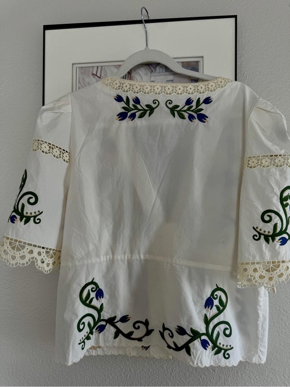 Farm Rio Embroidered Floral V-Neck Women’s Top - Picture 12 of 17